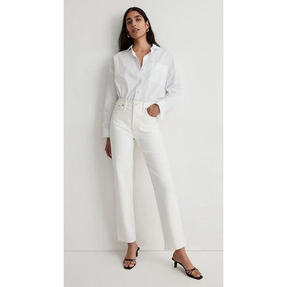 Madewell $128 Tall Perfect Straight Jean Tile White Size T30 NJ327 - Picture 2 of 12